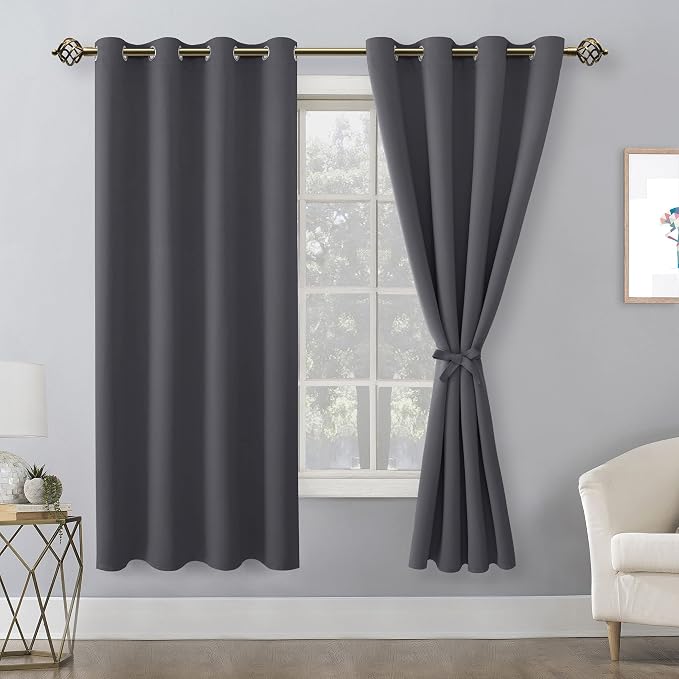 Blackout Curtains for Bedroom, 52 x 63 Inches Length, Dark Grey | Thermal - Image 8