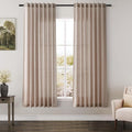 Oatmeal Linen Curtains 63 Inches Length 2 Panels Set by Nanspring