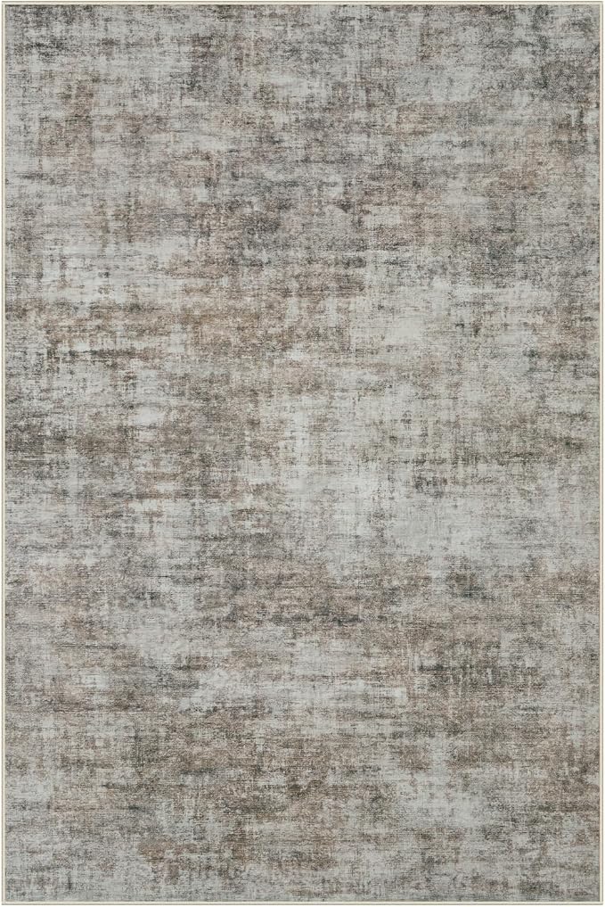 4x6 Area Rugs for Living Room: Washable Abstract Brown Black Badroom Carpet | - Image 7