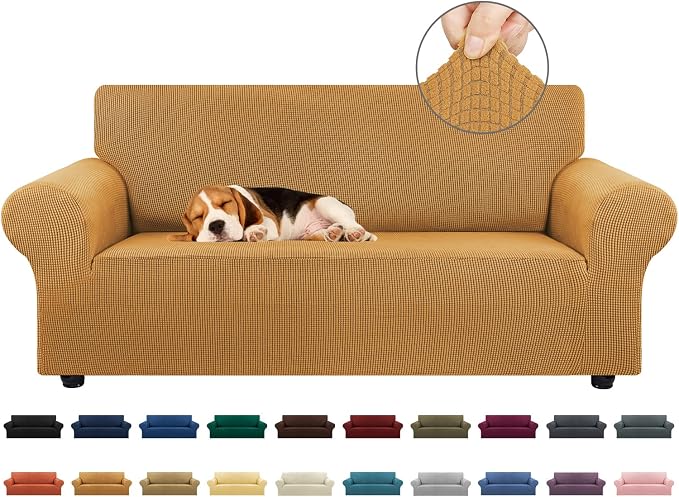 Stretch Loveseat Couch Cover, 2 Cushion Couch Slipcover, Elastic Bottom by KEKUOU