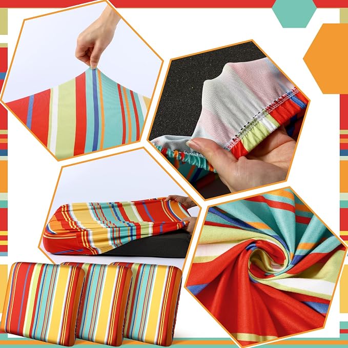 Geyoga 8 Pcs Patio Stretch Sofa Cushion Covers Outdoor Cushion Covers - Image 6