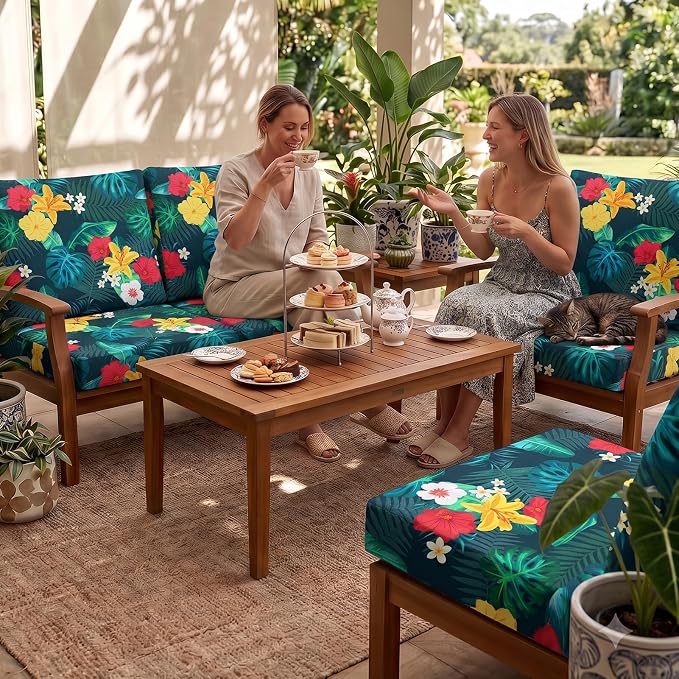 8Pcs Patio Cushion Covers Stretch Outdoor Furniture Protector Slipcovers | - Image 2