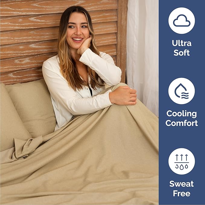 Cal King 6 Piece Sheet Set - Comfy Breathable & Cooling - Soft Hotel Luxury Bedding Set with 8-16 Inch Deep Pockets - 1 Flat & 1 Fitted Sheet & 4 Pillowcases - Wrinkle Free & Easy Care - Heathered Tan
