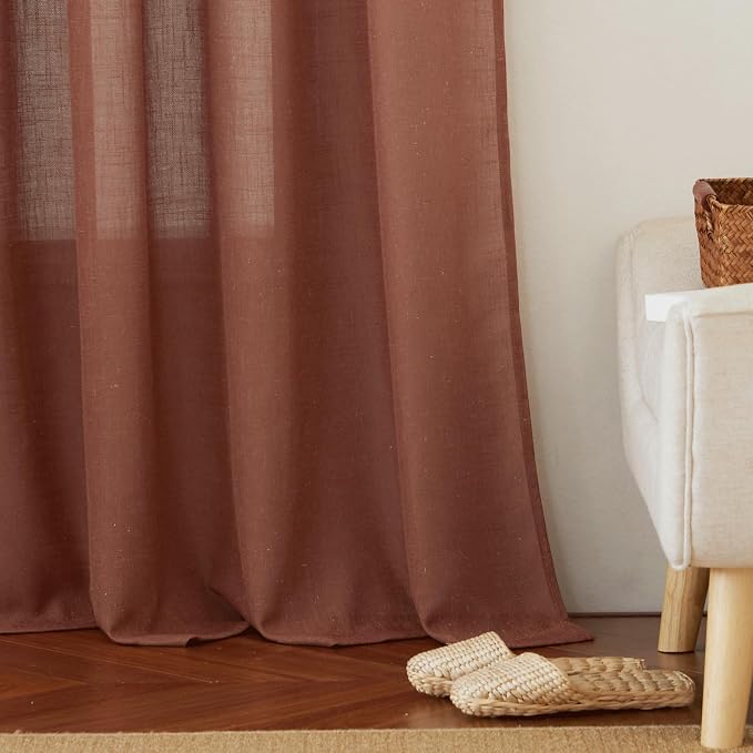 RYB HOME Sheer Curtains 108 inches, Extra Long Floor to Ceiling Curtains | - Image 6