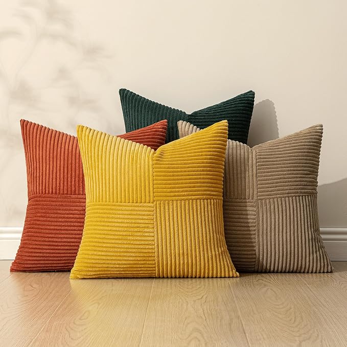 MIULEE Fall Green Rust Throw Pillow Covers 20x20 Inch Set of 4 Boho Farmhouse - Image 5