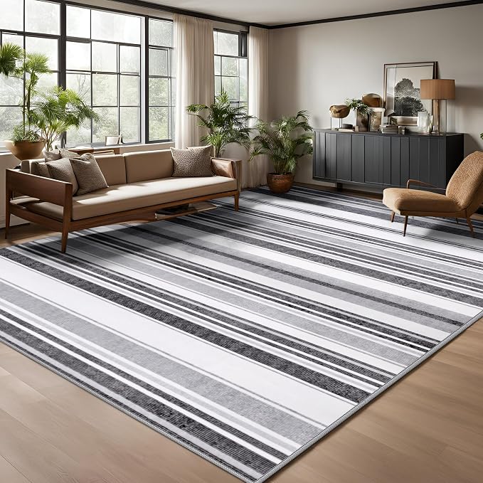 Area Rug 4x6 Grey Rug Washable Rugs Non Slip Low Pile Small Carpet - Image 2