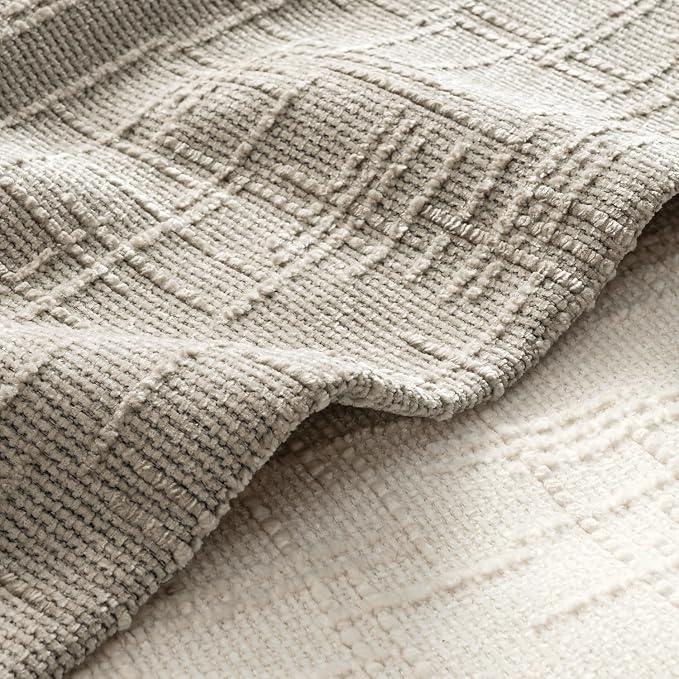 MIULEE Chenille Textured Throw Pillow Covers Light Brown 18x18 Set of 2 | - Image 2