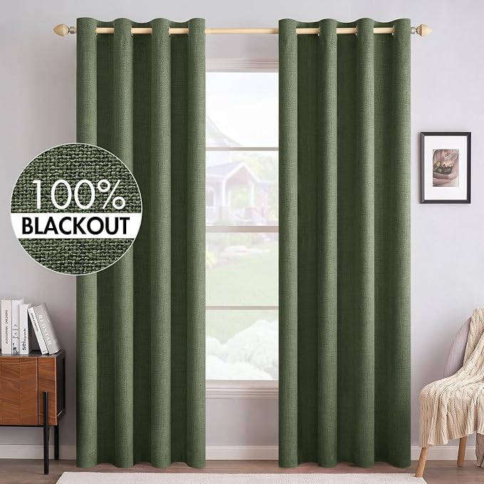 MIULEE 100% Blackout Linen Curtains by MIULEE