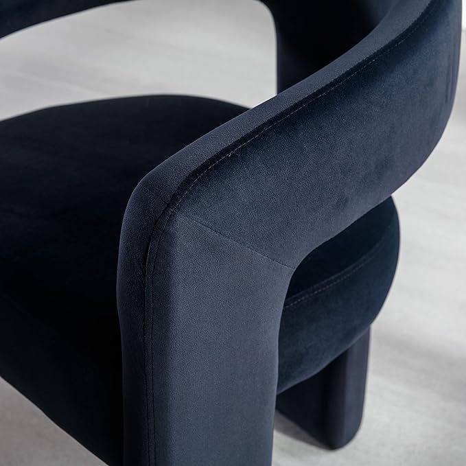 Black Modern Barrel Dining Chairs Set of 2, Velvet Upholstered Accent Side Chair with Arms Comfy Makeup Vanity Chairs, Dining Living Room Kitchen Chairs