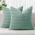MIULEE Corduroy Decorative Throw Pillow Covers 20x20 Teal Green Pack of 2 | by MIULEE
