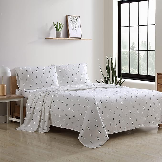 Eddie Bauer - Full Sheets, Cotton Flannel Bedding Set, Brushed for Extra Softness, Cozy Home Decor (Ski Slope, Full)