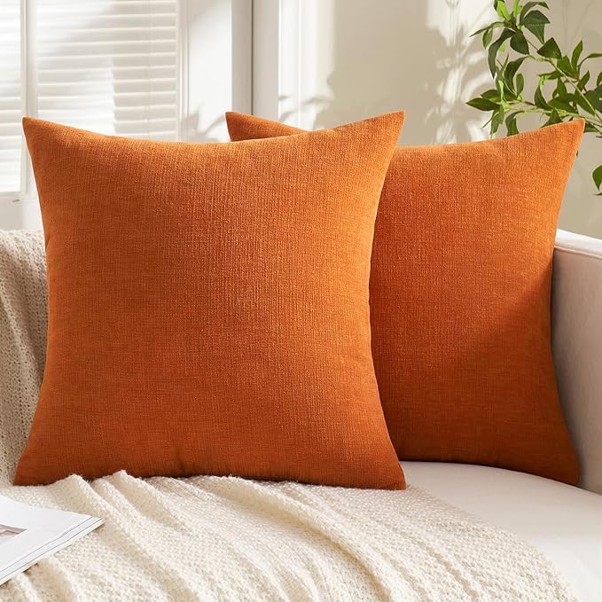 MIULEE Fall Orange Chenille Couch Throw Pillow Covers, 20x20 | Set of 2 - Image 7
