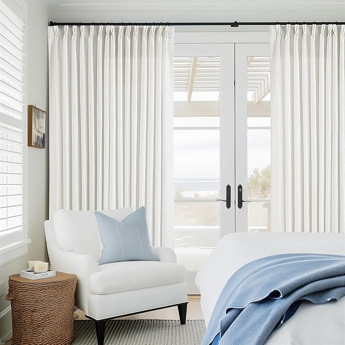 Beige White Pinch Pleated Extra Wide Curtain Panels 96 Inches Long 100 Wide | - Image 7