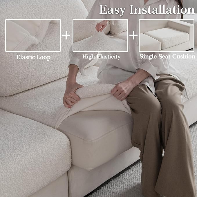 OHSIO Couch Cushion Covers for Sectional Sofa, Stretch Soft Sofa Slipcovers - Image 4