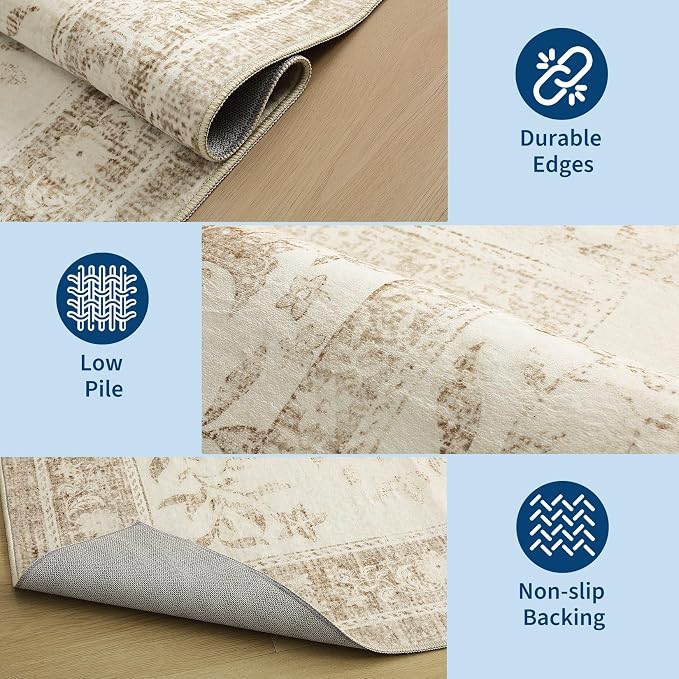 GarveeHome Vintage Beige Area Rug 8x10 - Image 7