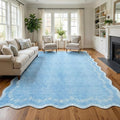 GarveeHome Scalloped Area Rugs 8x10 Large Blue Washable Living Room Rug | Soft by GarveeHome
