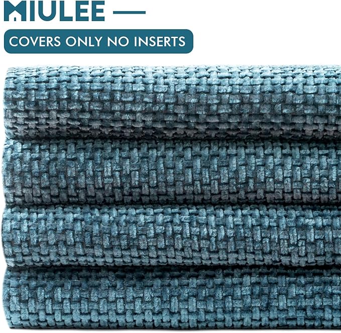 MIULEE Soft Decorative Chenille Pillow Covers Smoke Blue 18x18 Pack of 4 | - Image 6