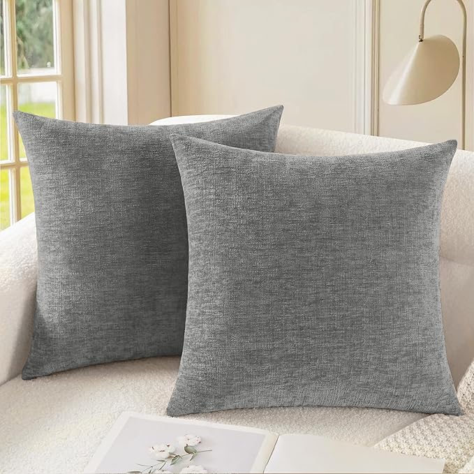 CaliTime Decorative Couch Throw Pillow Covers 18 X 18 Inches Medium Grey | Pack by CaliTime