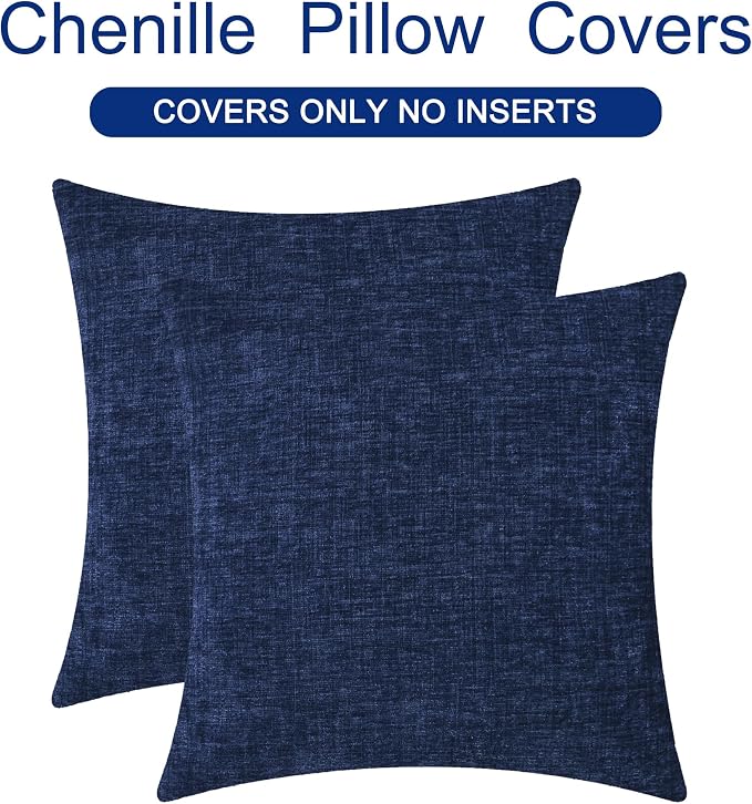 CaliTime Decorative Couch Throw Pillow Covers 18 X 18 Inches Navy Blue | Pack - Image 6