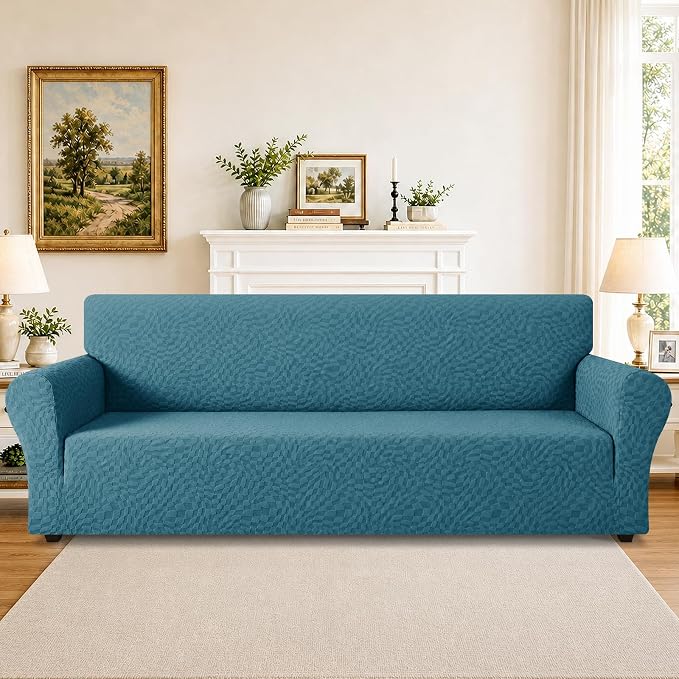ZNSAYOTX 1 Piece Stretch Oversized Sofa Covers, New Plaid Couch Cover - Image 2