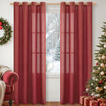 YoungsTex Burgundy Red Linen Curtains 80 Inch Length by YoungsTex