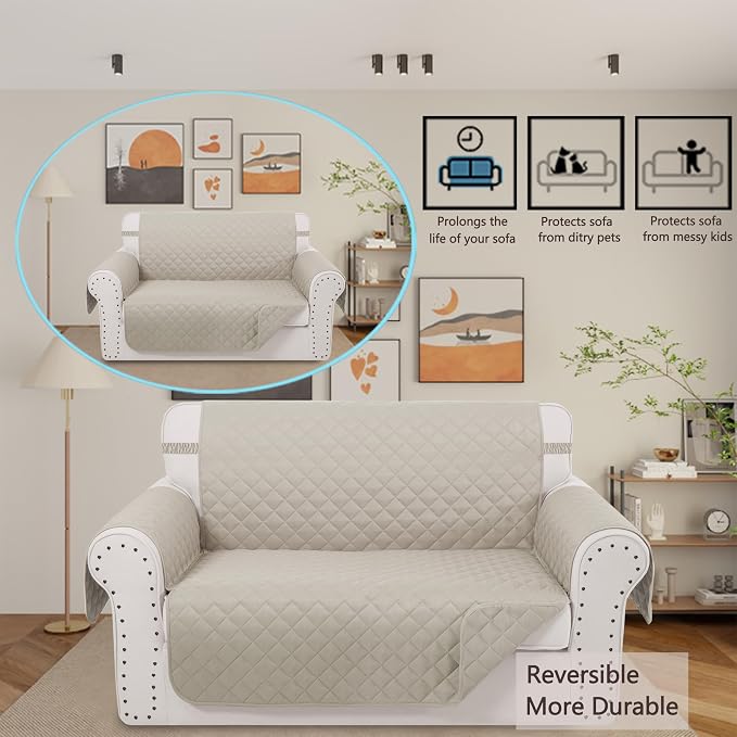 Reversible Loveseat Couch Sofa Covers, Friendly Furniture Protector - Image 2