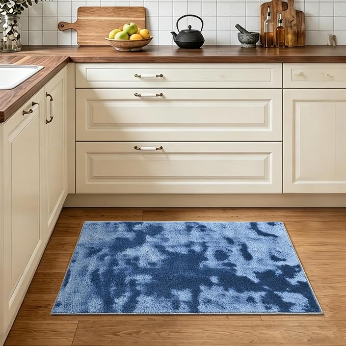 2x3 Tie-dye Dark Teal Area Rug Washable Non-Slip - Image 2