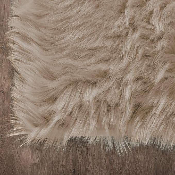 Latepis Shag Area Rugs 4x6 Machine Washable Faux Fur Rug Brown Beige Fluffy - Image 6