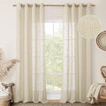 Beige Linen Sheer Curtains 96 Inches Long by LAMIT