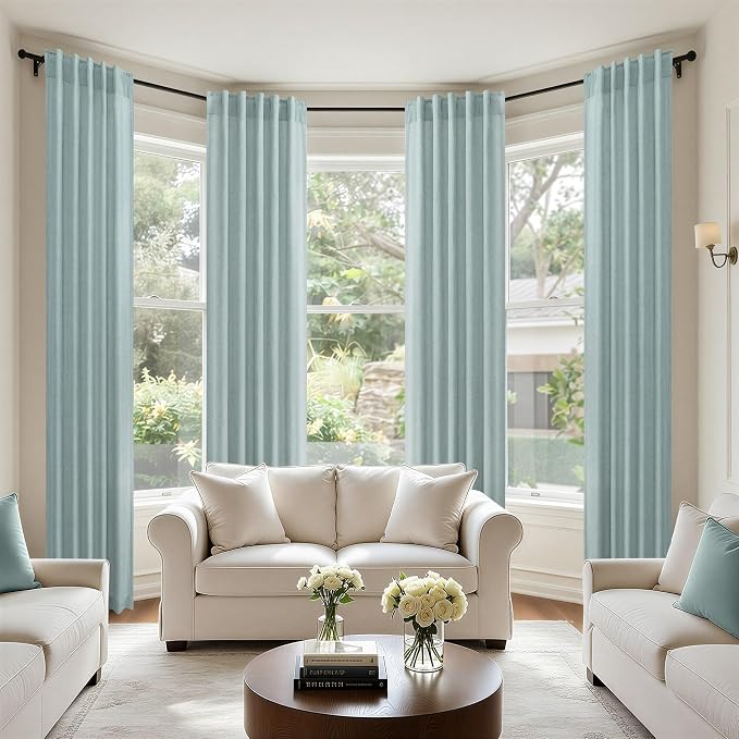 Seafoam Curtains 38 Inch Width for Kitchen 2 Panel Back Tab Rod Pocket Semi - Image 7