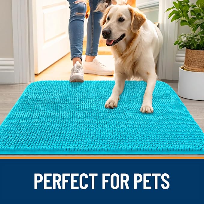OLANLY Dog Door Mat for Muddy Paws 54x32, Super Absorbent Chenille Mud Mat | - Image 6