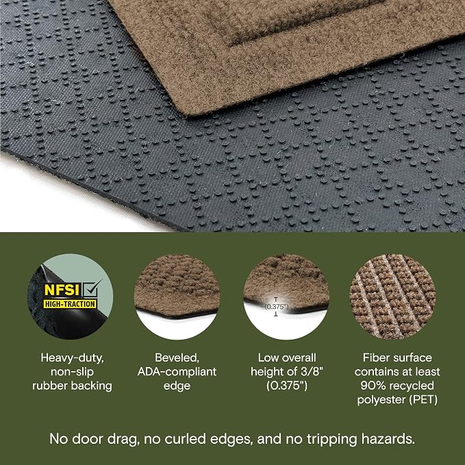 WaterHog Squares Front Door Mat Indoor Outdoor Entrance, All-Weather Mats | - Image 3