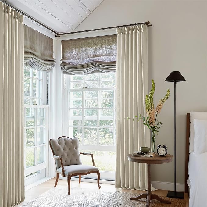 Beige Pinch Pleated 100 Inch Flax Linen Curtains 2 Panels | Memory Training - Image 9