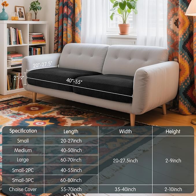 Hokway Stretch Couch Cushion Covers, 2 Piece Individual Sofa Cushion - Image 3
