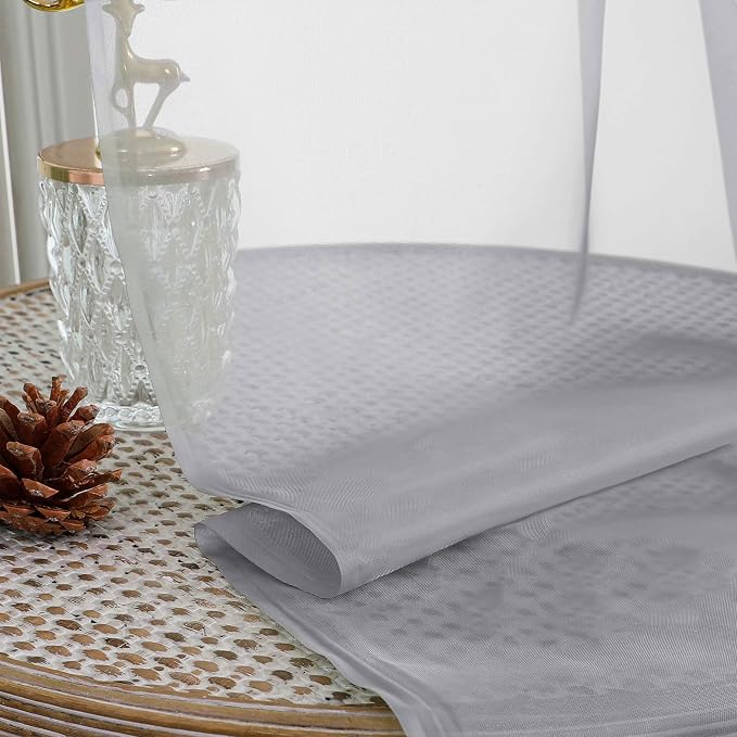 Chyhomenyc Extra Long Light Grey Sheer Curtains 120 Inches Long 2 Panels | - Image 3