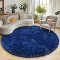 Navy Blue Round Rugs 6ft for Living Room Bedroom, Fluffy Circle Area Rug for by ONASAR