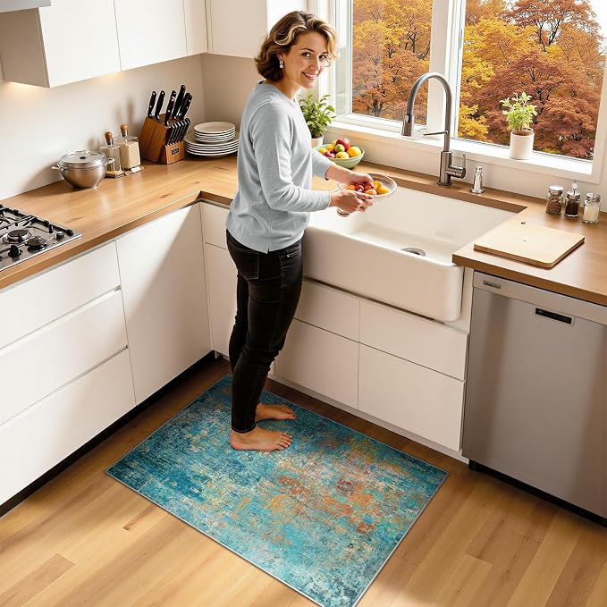 RELEANY Washable 2'x3' Abstract Area Rug - Image 2