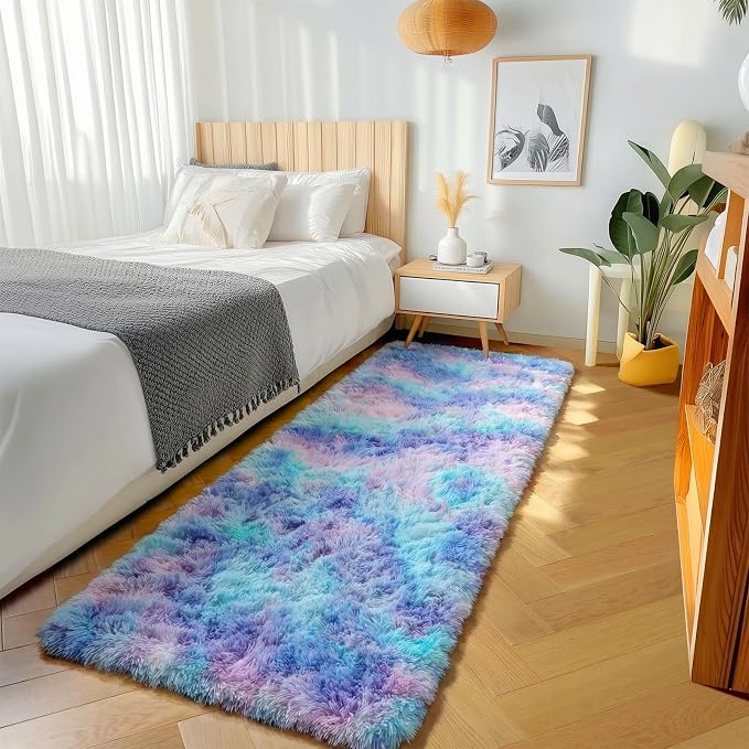 Rainbow Runner Rugs for Girls Bedroom Living Room, Fluffy 2x6 Soft Area Rug | - Image 5