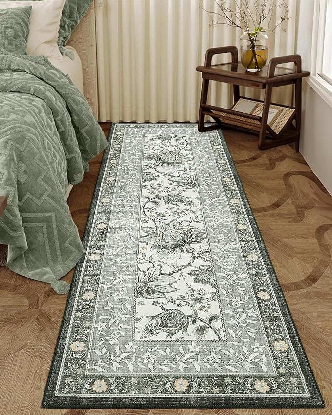 GarveeHome Provence Fog 2.5 x 8 Washable Kitchen Runner Rugs Non Slip Vintage - Image 3