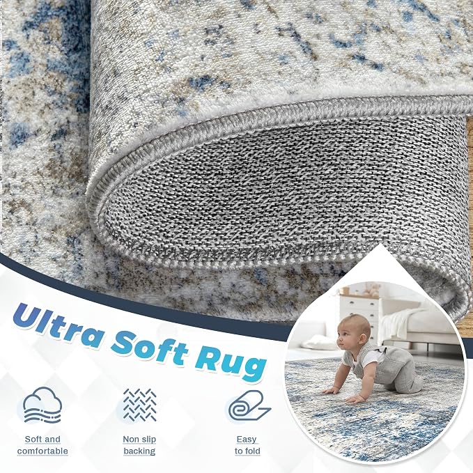 pmtsns Area Rugs 9x12 for Living Room: Washable Rug Modern Abstract Neutral - Image 4