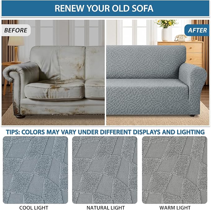 ZNSAYOTX 1 Piece Stretch Oversized Sofa Covers, New Plaid Couch Cover - Image 5