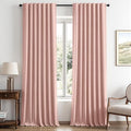 MIULEE 100% Blackout Linen Curtains 42 x 96 Inch Blush Pink 2 Panels | Thermal by MIULEE