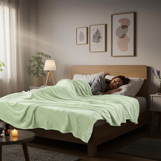 Utopia Bedding Soft Fleece Bed Blanket King Size Sage Green | Microfiber Plush - Image 6