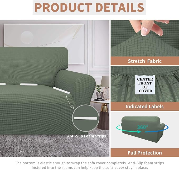 Easy-Going 100% Waterproof Couch Cover, 3 Cushion Oversized Sofa Cover | - Image 4