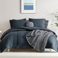 Monbix Oversized Queen Comforter Set - 7 Pieces Blue Grey Bed in a Bag Queen Bedding Sets with Comforters, All Seasons Down Alternative Comforter Bed Set with Sheets,Pillowcases & Shams