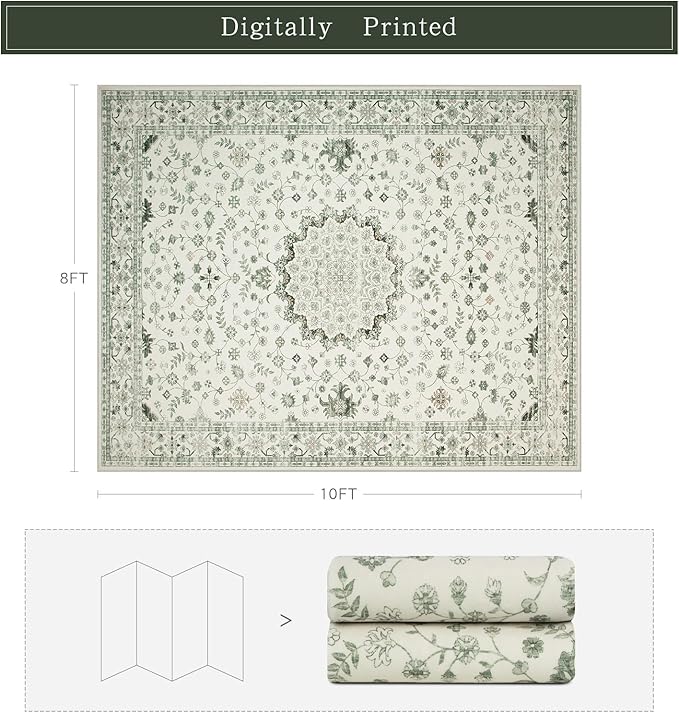 8x10 Washable Area Rugs for Living Room, Dining Room - Image 2
