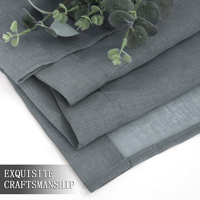 Tollpiz Short Sheer Curtains Linen Textured Bedroom Curtain Sheers Light - Image 7
