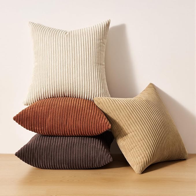 Topfinel Beige Brown Gradient Farmhouse Pillow Case 24x24 Decorative Pillow - Image 6
