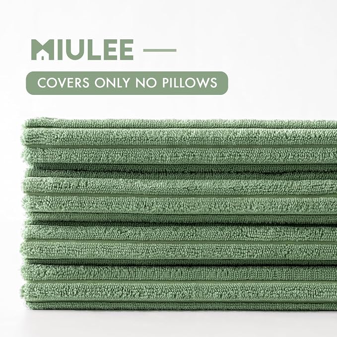 MIULEE Soft Corduroy Decorative Throw Pillow Covers Sage Green 18x18 | Set of 4 - Image 6
