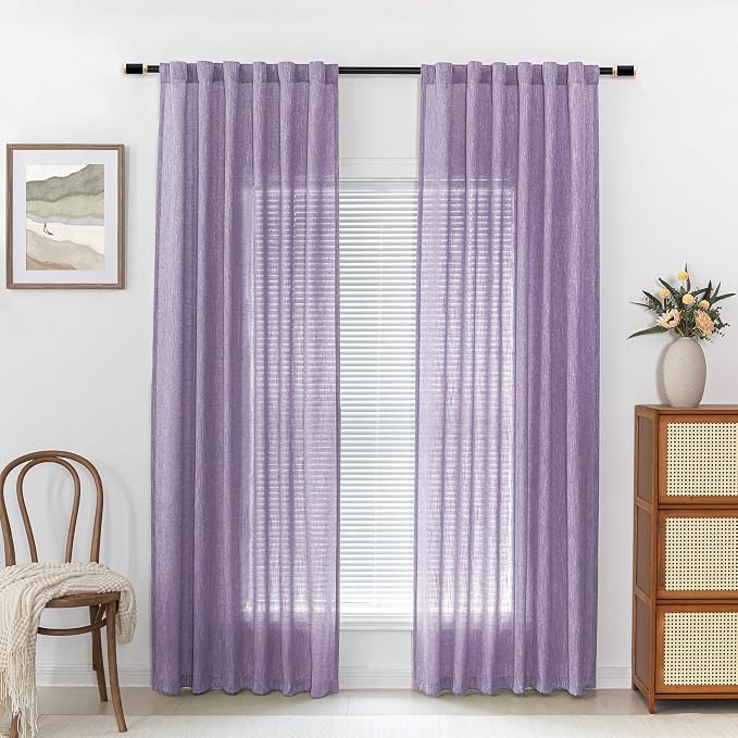 MYSKY HOME Boho Curtains 90 Inch Long Farmhouse Living Room Curtain Drapes - Image 2